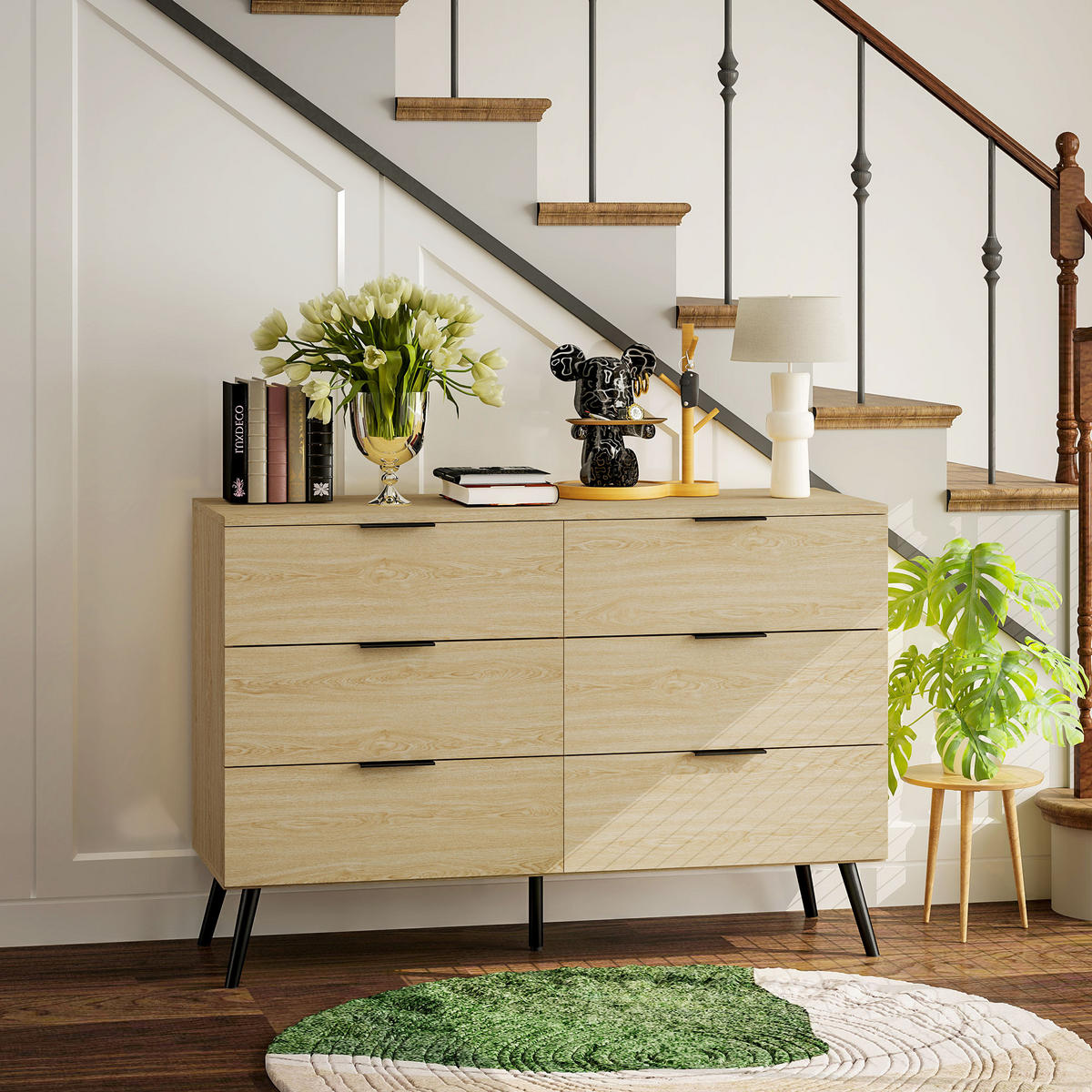 KOMOODE DE-12838 6 Schubladen, modern Holzfarbe - Eichefarben, Holzwerkstoff (110/75/40cm) - ComfortXL
