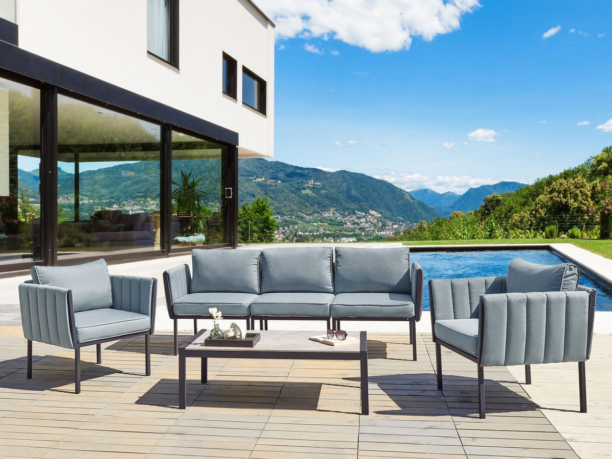 GARTENLOUNGE 5-Sitzer Grau Skala - Dunkelgrau, Metall - Beliani