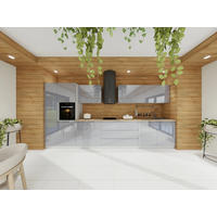 KÜCHENZEILE 420 cm - Aspen KA6-M420 - in Grau/Hochglanz - Grau, Holz (420/212/58cm) - Milaros Markt