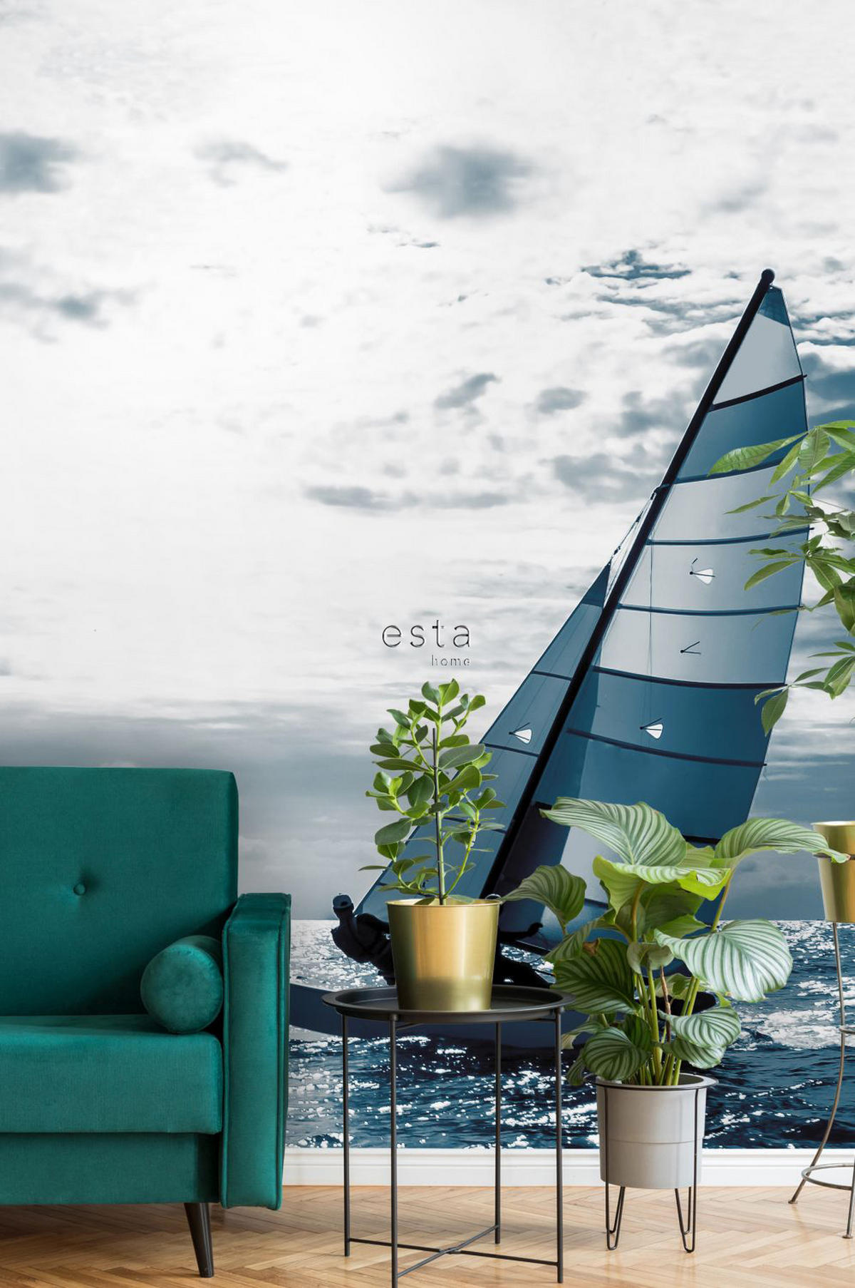FOTOTAPETE Segelboot 186 x 279 cm - Blau, Papier (186/279cm) - ESTAhome