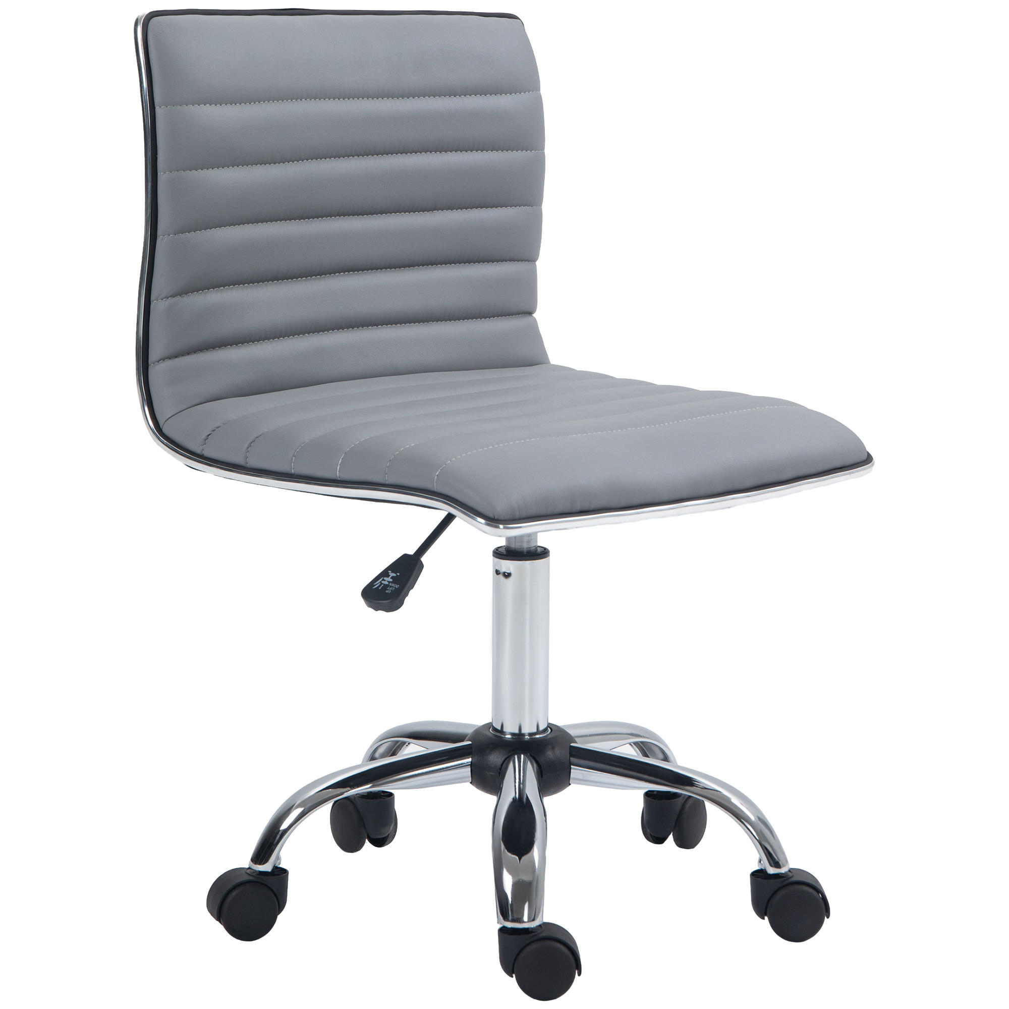 BÜROSTUHL mit Rückenlehne, Hellgrau - Hellgrau, Metall (48/90/52cm) - HOMCOM