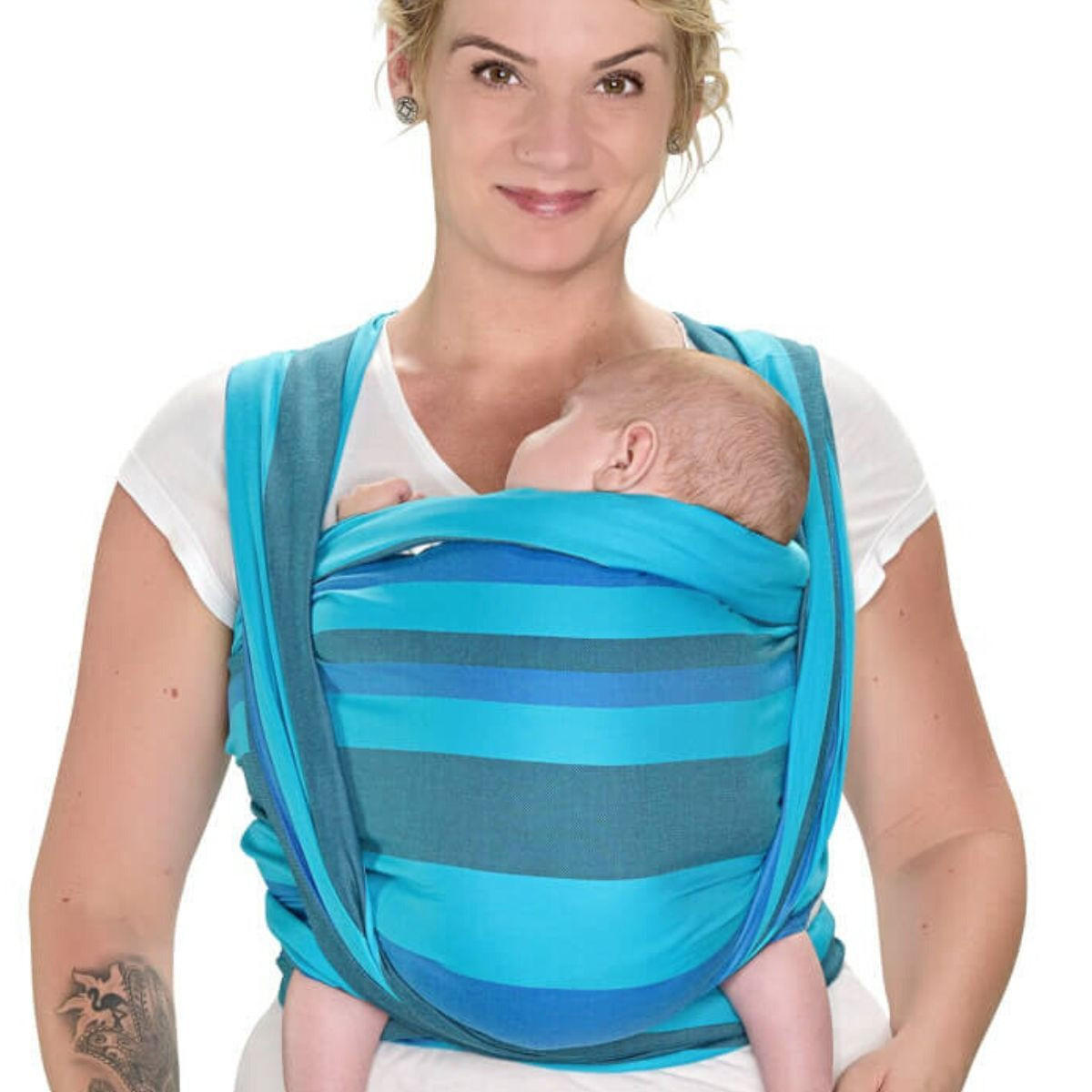 BABYTRAGETUCH Gewebtes Tragetuch - Türkis/Blau, Textil (70/0.1/460cm) - Hoppediz