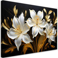 WANDBILD abstrakte glamour weiße lilien blumen - Weiß, Textil (60/40cm) - Feeby