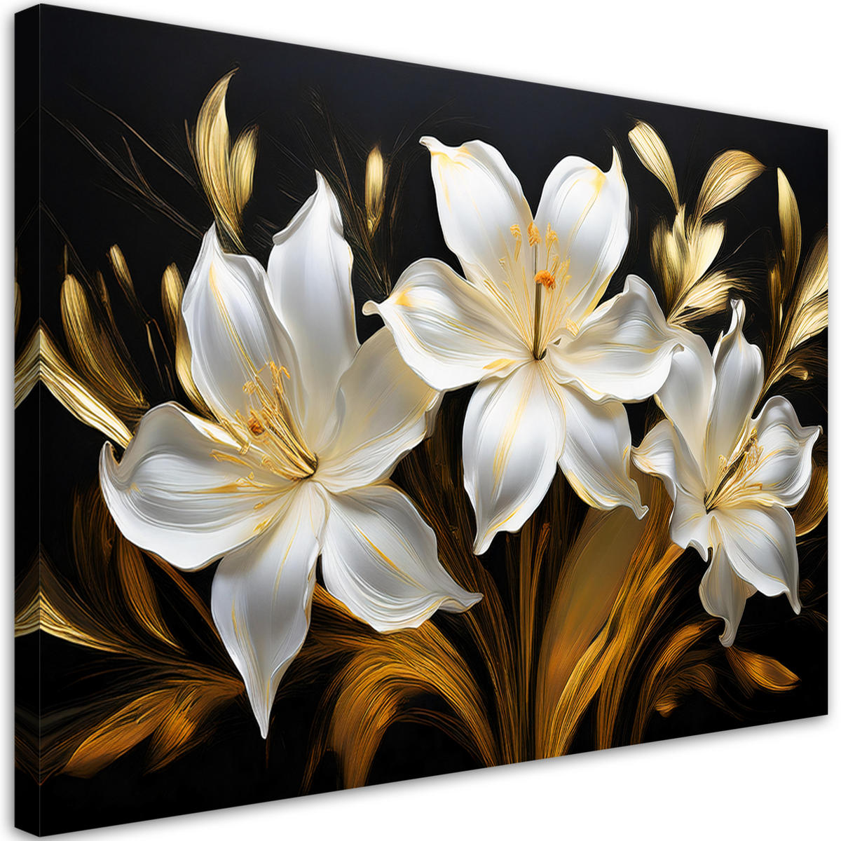 WANDBILD abstrakte glamour weiße lilien blumen - Weiß, Textil (60/40cm) - Feeby