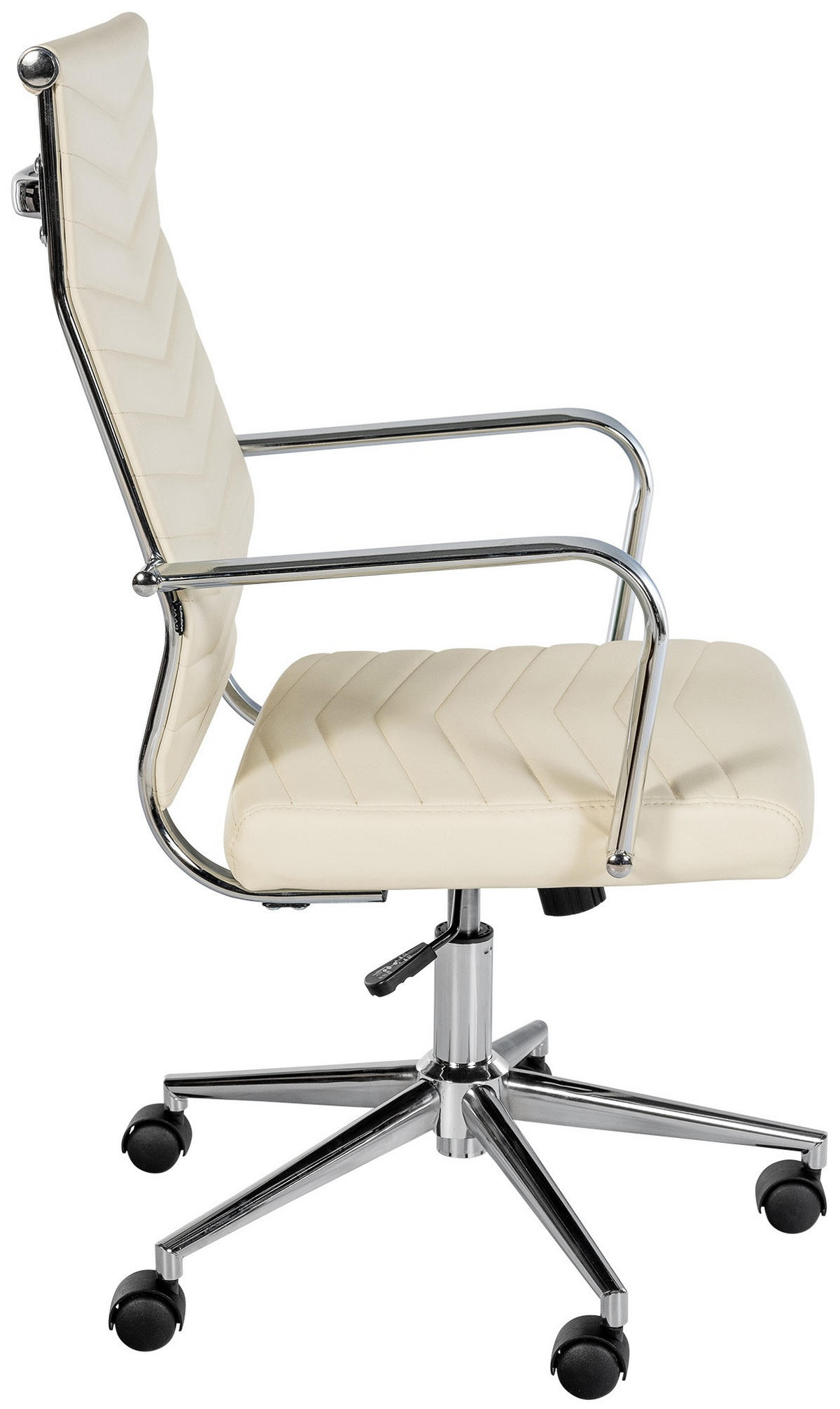 DREHSTUHL Lederlook Creme - Chromfarben/Creme, Textil/Metall (57/100/60cm) - CLP