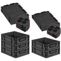 EUROBOX 5x NextGen Color mit Auflagedeckel 12x30x40 cm 11 Liter Schwarz Griffe schwarz zu - Anthrazit/Schwarz, Kunststoff (30/12/40cm) - PROREGAL