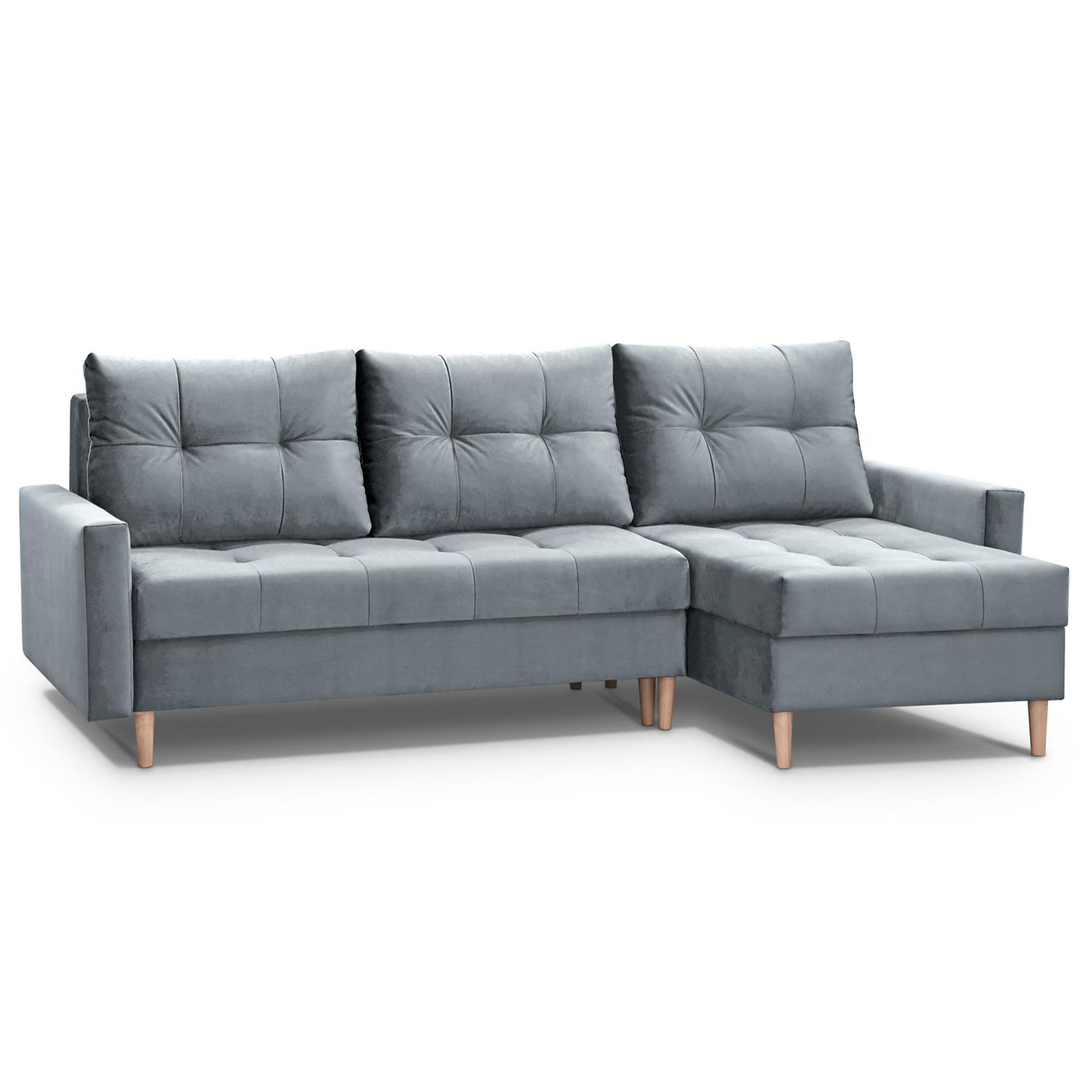 ROHOVÁ POHOVKA Halant s úložným prostorem, univerzální otoman, velurová látka, světle šedá - světle šedá, textil (220/140cm) - Beautysofa