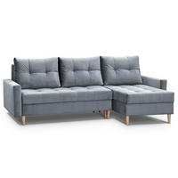 ROHOVÁ POHOVKA Halant s úložným prostorem, univerzální otoman, velurová látka, světle šedá - světle šedá, textil (220/140cm) - Beautysofa