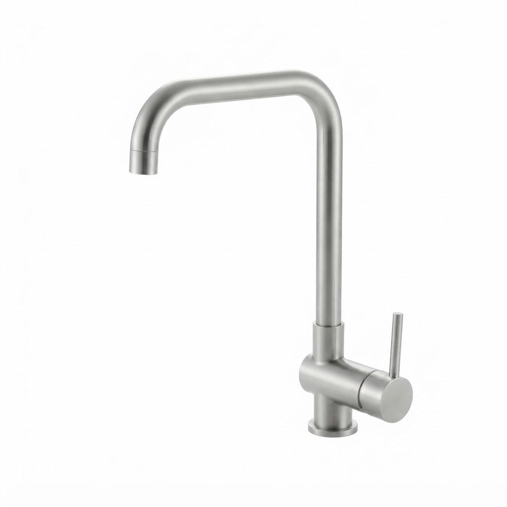 KÜCHENARMATUR, inklusive zwei 60 cm langen Zulaufrohren, 335 x 215 mm, silberfarben. - Silberfarben, Metall (40/7/20cm) - Vallsero