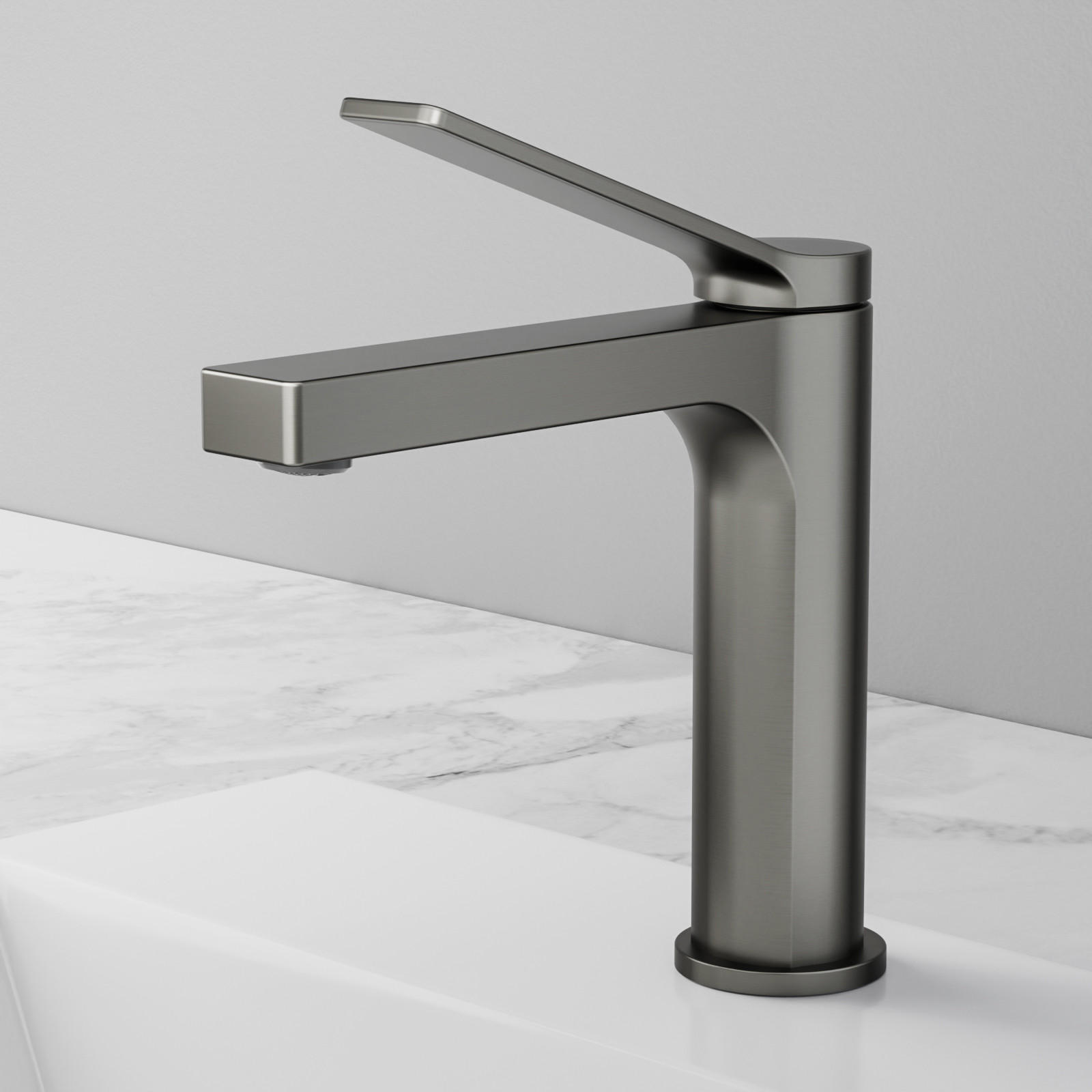 WASCHTISCHARMATUR mit Spulen-Zertifiziertem Filterelement Anthrazit Matt - Anthrazit, Metall (17.3/4.6/19.5cm) - EMKE