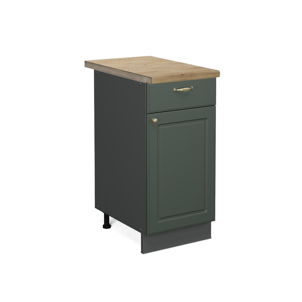 KÜCHENUNTERSCHRANK Fame-Line Grün-Gold Landhaus 40 cm, AP Eiche - Anthrazit/Grün, Holzwerkstoff (40/82/60cm) - Vicco