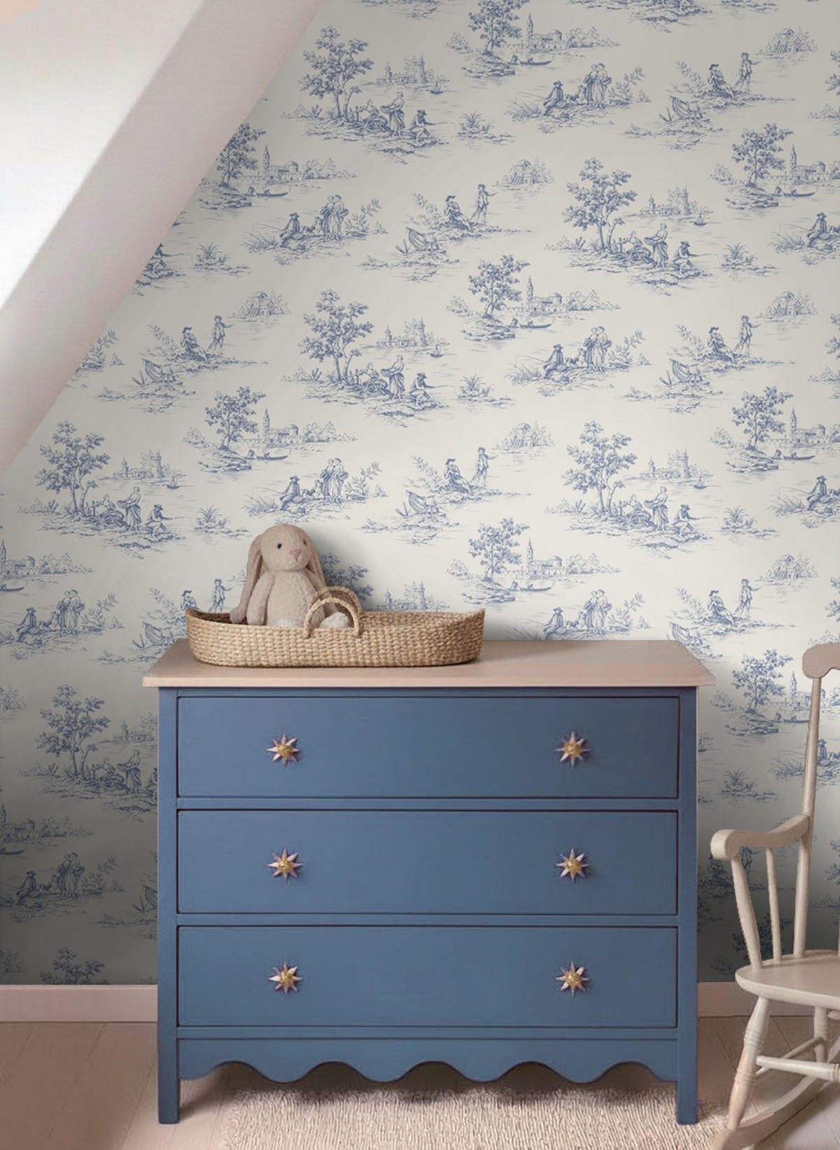 TAPETE Toile de Jouy 50 x 900 cm - Weiß, Papier (50/900cm) - ESTAhome