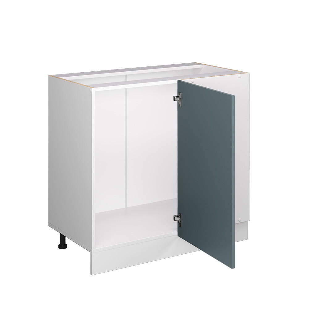 ECKUNTERSCHRANK R-Line Blau-Grau 86 cm ohne AP - Blaugrau/Weiß, Holzwerkstoff (86/81.6/46cm) - Vicco