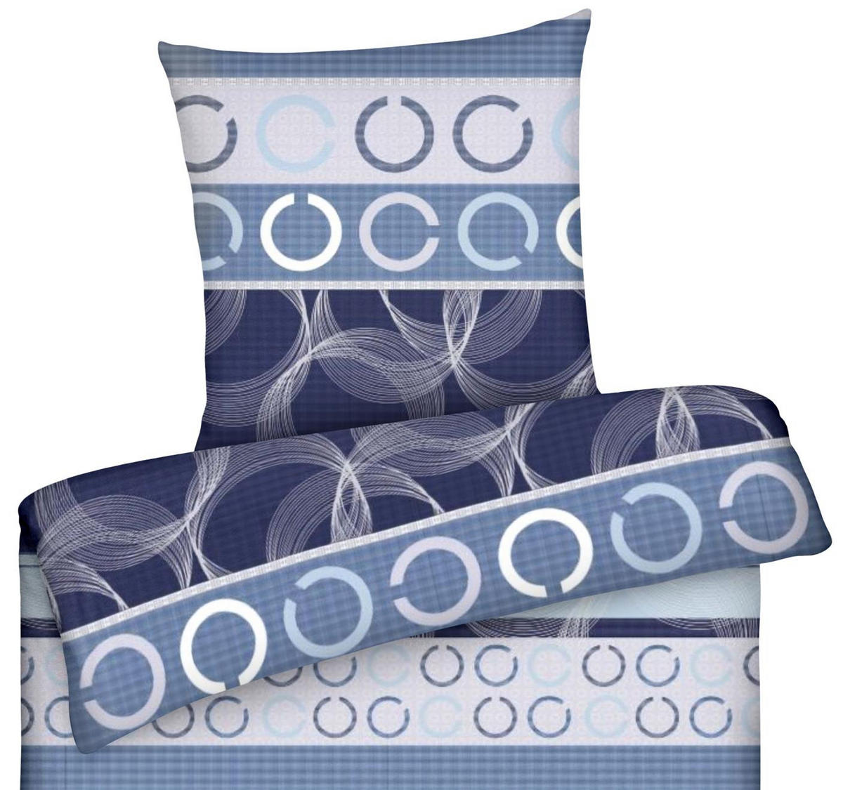 BETTWÄSCHE 135x200 Renforce aus 100% Baumwolle Bettbezug Kreise Muster Blau - Blau, Textil (135/200cm) - Carpe Sonno