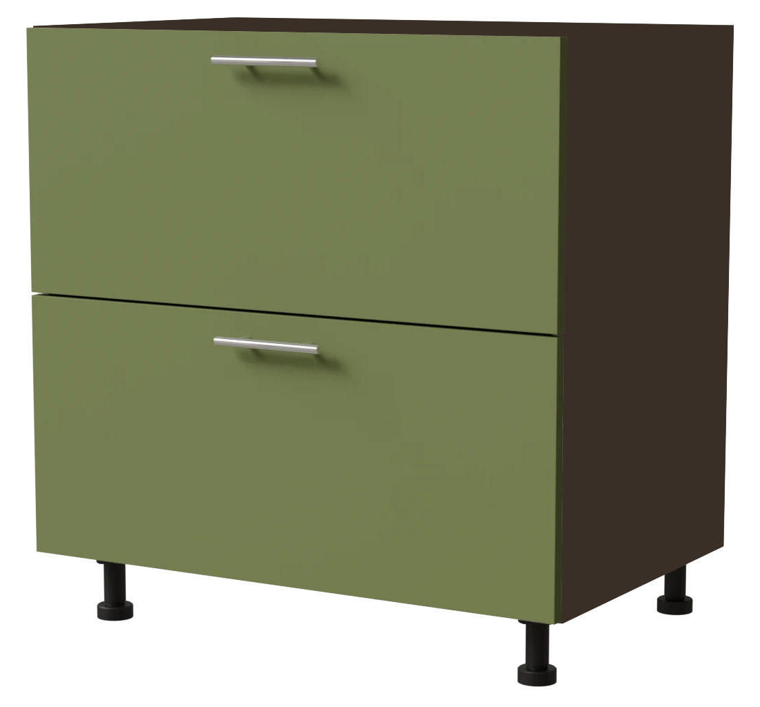 SCHUBLADENUNTERSCHRANK Brerra D2A/80/1A Korpus lava / Front RAL 6025 farngrün Matt 80 / 50 / 82 cm - Dunkelgrau/Grün, Holz/Holzwerkstoff (80/82/50cm) - Feldmann-Wohnen