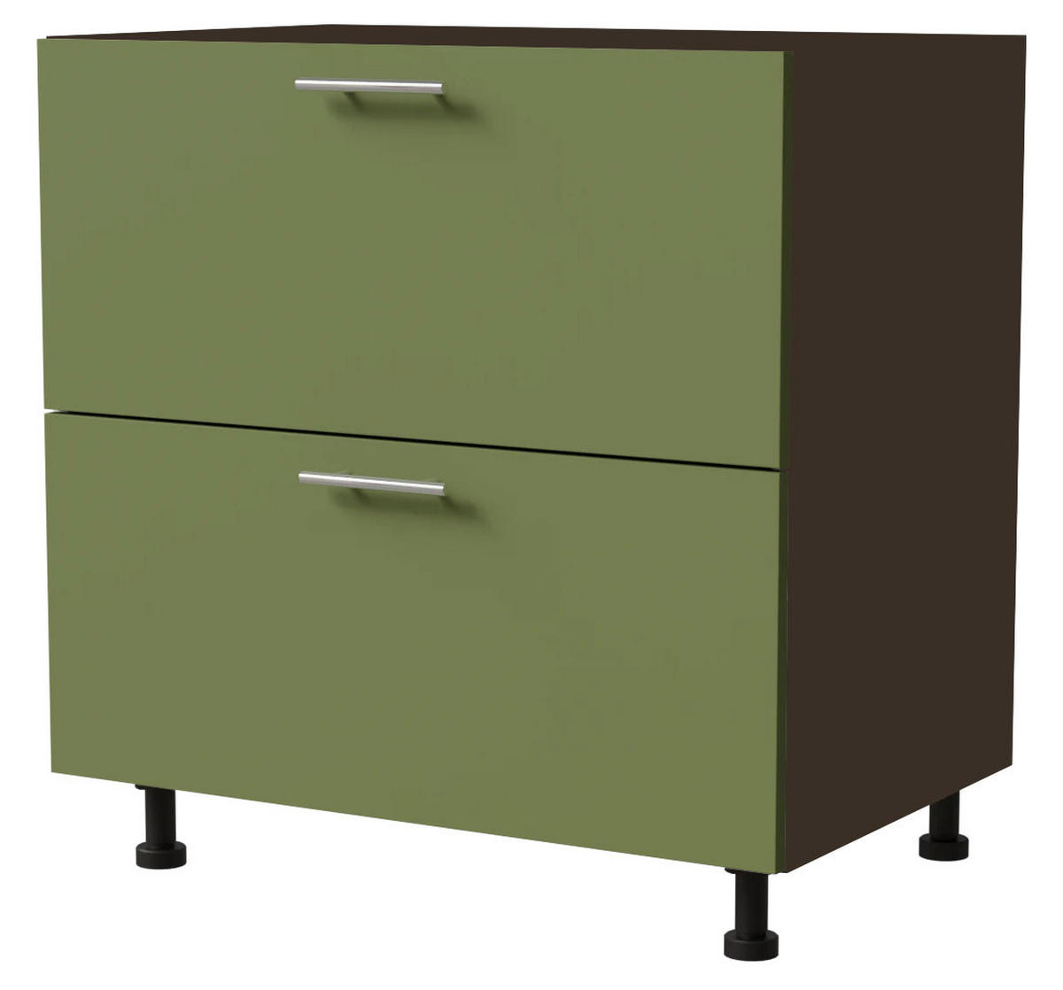 SCHUBLADENUNTERSCHRANK Brerra D2R/80 Korpus lava / Front RAL 6025 farngrün Matt 80 / 50 / 82 cm Schubladensystem REJS Comfort Box - Dunkelgrau/Grün, Holz/Holzwerkstoff (80/82/50cm) - Feldmann-Wohnen