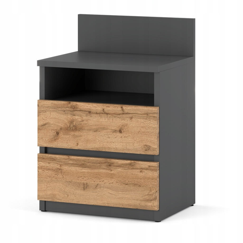 NACHTTISCH – Grau/Eiche Wotan - Eiche Wotan/Grau, Holz (40/59/32cm) - Stiv Meble