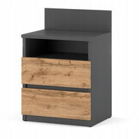 NACHTTISCH – Grau/Eiche Wotan - Eiche Wotan/Grau, Holz (40/59/32cm) - Stiv Meble