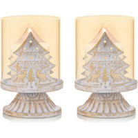 KERZENSTÄNDER 2er Set Weihnachtsbaum Weiß - Weiß, Metall (8/12/8cm)