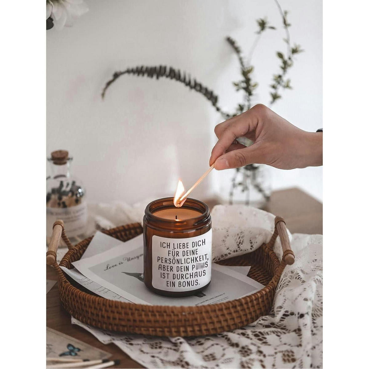 DUFTKERZE Teakholz Maskulin 100% Sojawachs Geschenkbox - Braun, Paraffin (14.4cm)