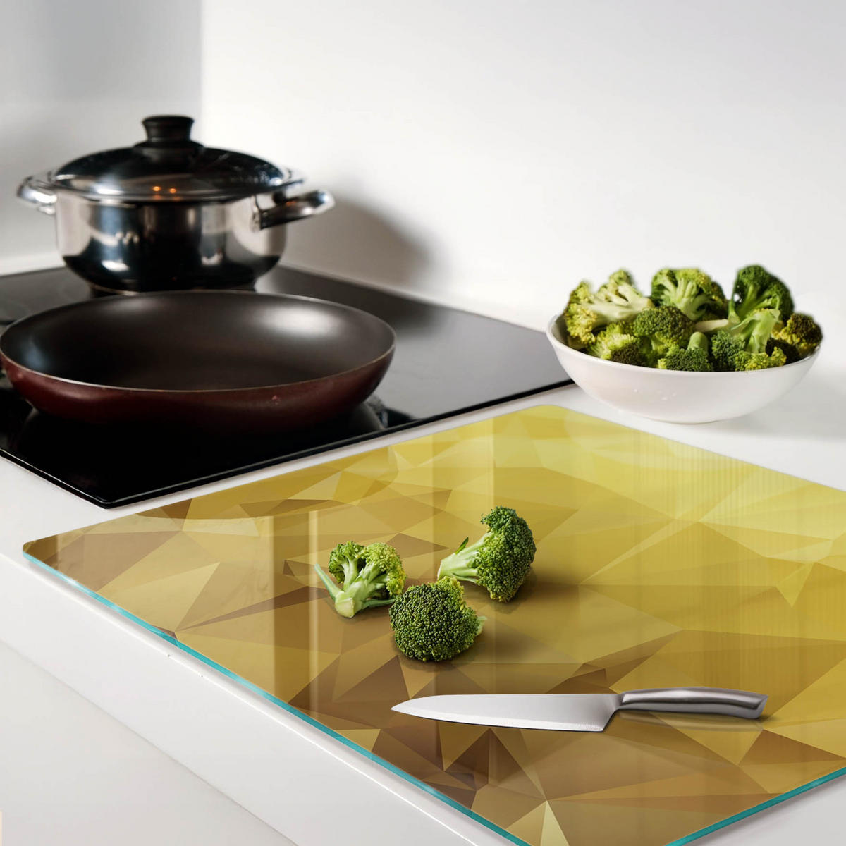 GLASPLATTE 60x52 cm Abstrakt - Gelb, Glas (60/0.4/52cm) - TULUP