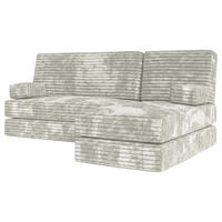 ECKSOFA NOTIA modulares Boneless Sofa mit Schlaffunktion Hellgrau Kordstoff - Hellgrau, Textil (200/120cm) - MASSENO