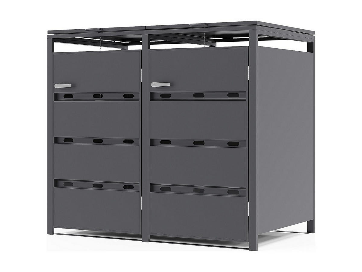 MÜLLTONNENBOX - 120cm x 76cm - Stahl - anthrazitgrau - LOKAFA - Anthrazit, Metall (120/104/76cm) - Vente-Unique