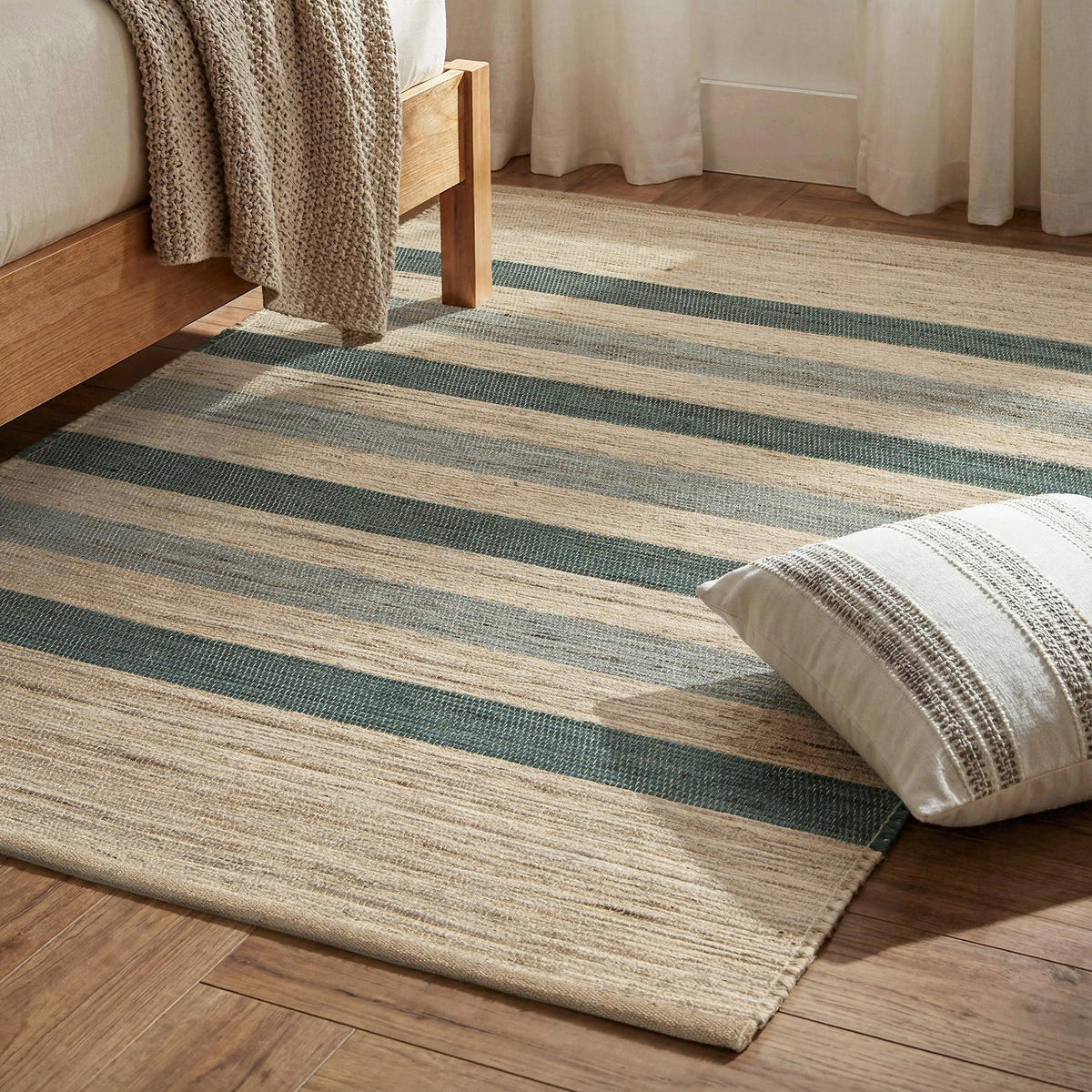DESIGN-TEPPICH aus handgewebter Jute blau - Blau, Naturmaterialien (200/290cm) - AFK Living