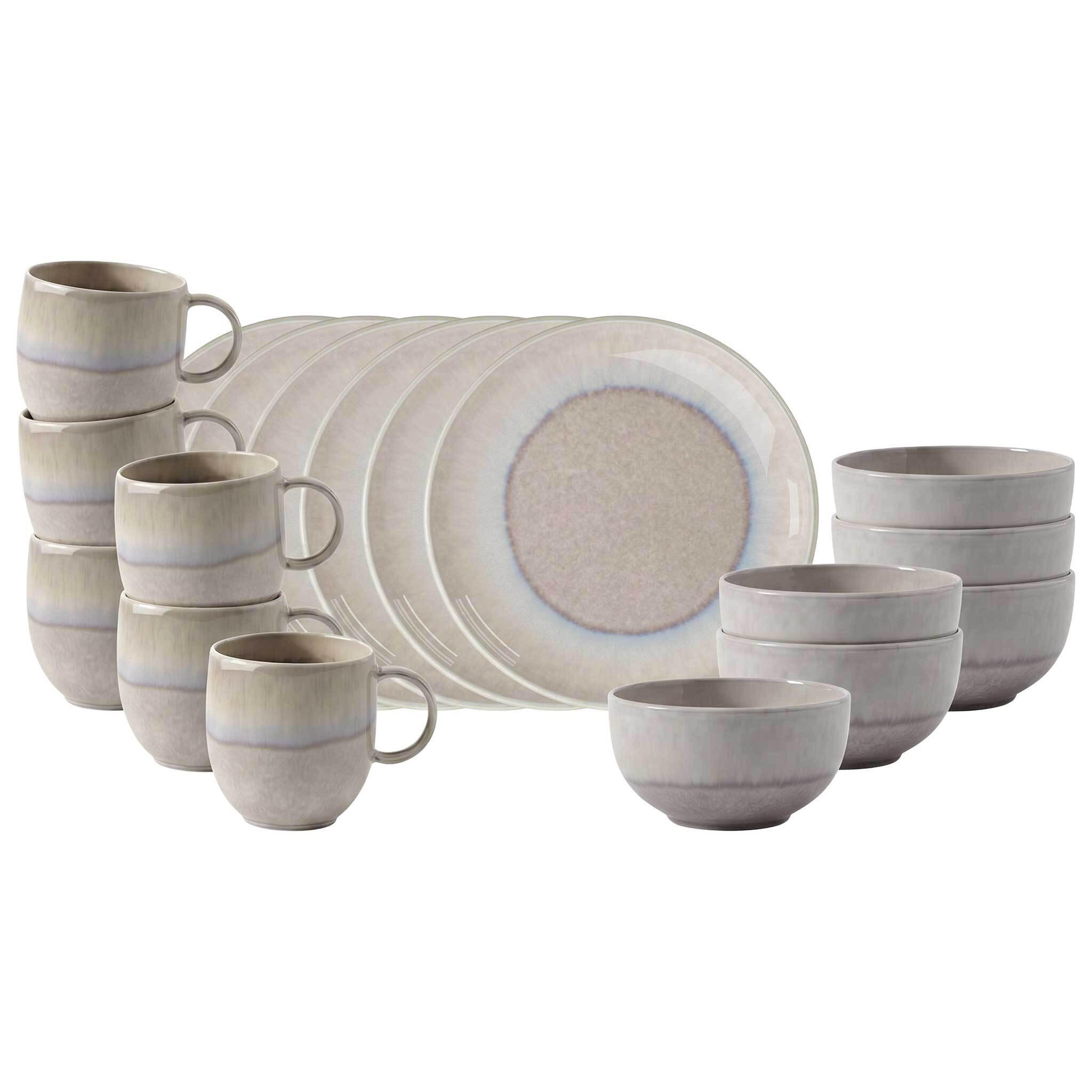FRÜHSTÜCKSSERVICE Perlemor Sand beige 18-tlg. - Beige, Keramik (2/2/2cm) - like.Villeroy & Boch