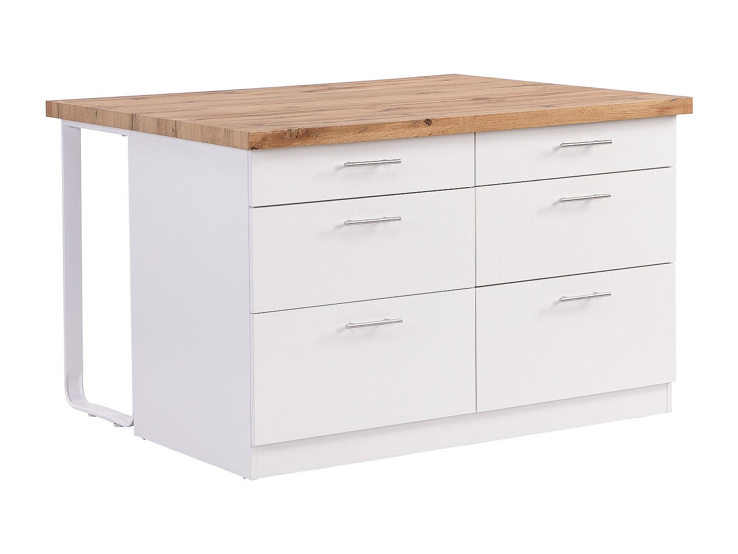 KÜCHENINSEL mit 6 Schubladen aus MDF & Metall - Weiß & Holzfarben hell - ALEGRITA - Naturfarben, Holz (126/80/104cm) - Vente-Unique