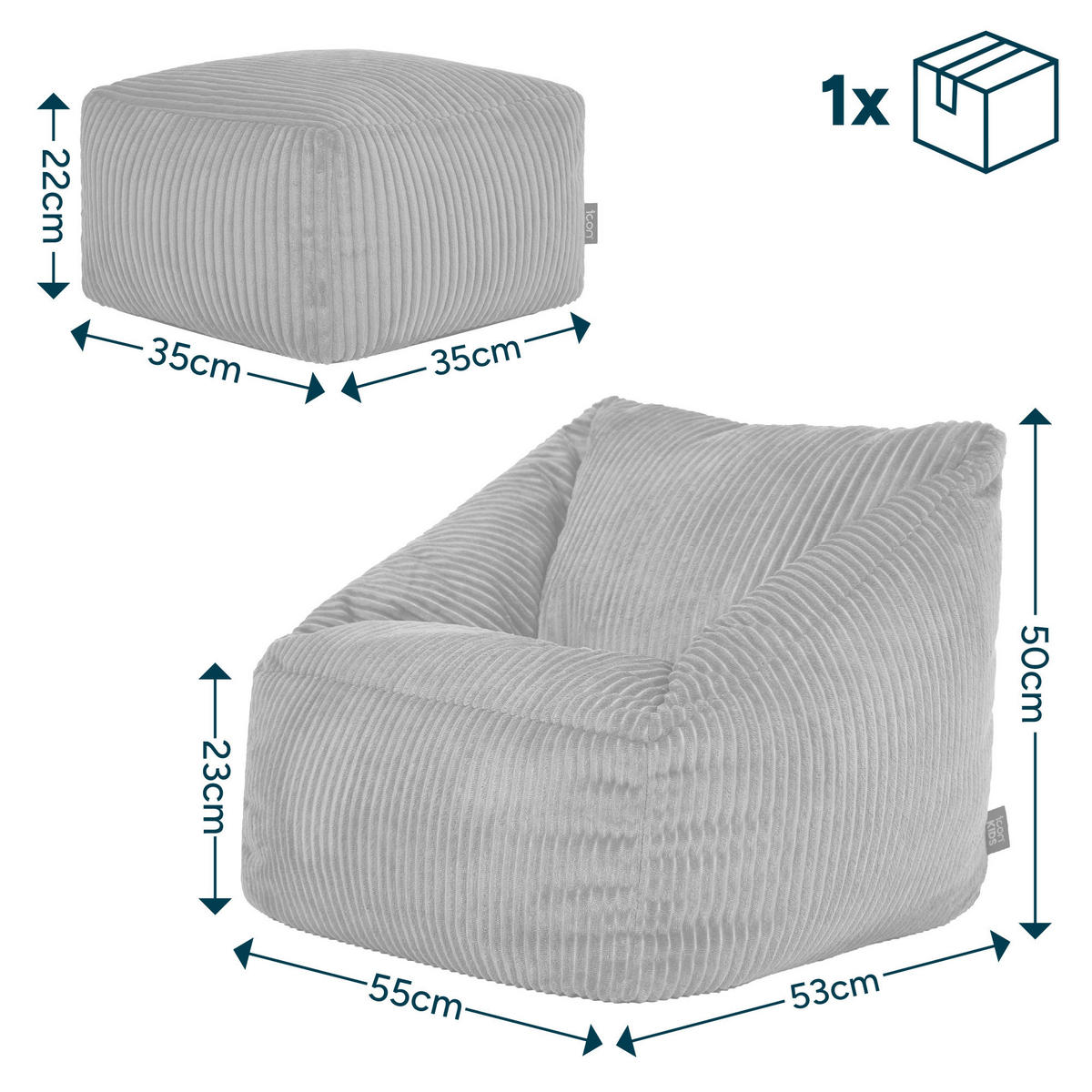 KINDERSITZSACK mit Hocker Natalia - Gelb, Textil (55/44/55cm) - icon