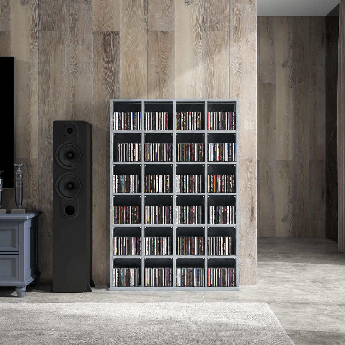 CD-REGAL DE-14449 für 456 CDs/336 DVDs, verstellbare Böden Grau - Grau, Holzwerkstoff (20/130.5/89cm) - ComfortXL