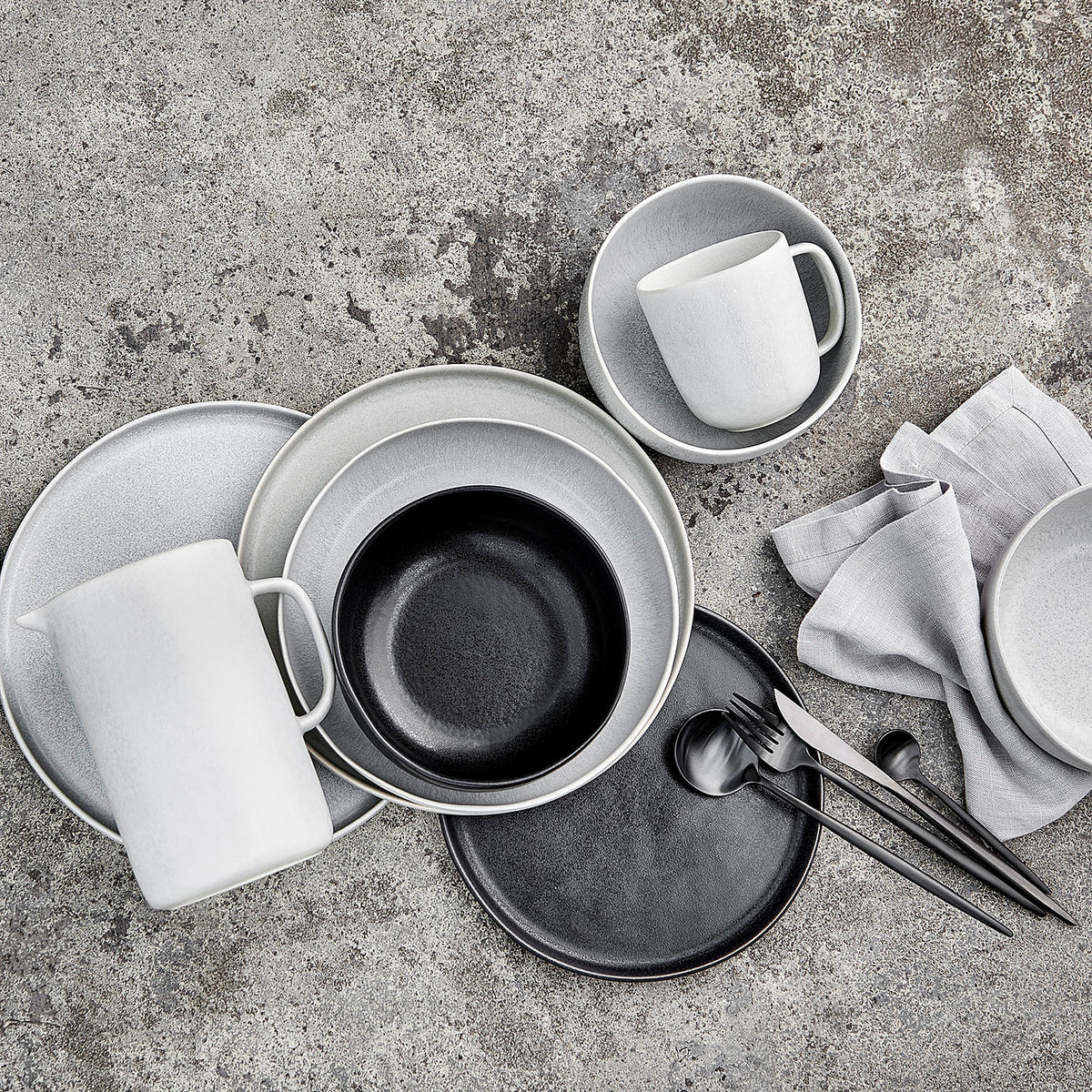 GESCHIRR-SET (16-teilig) Casa Nova - Grau, Keramik (31/36/37cm) - BUTLERS