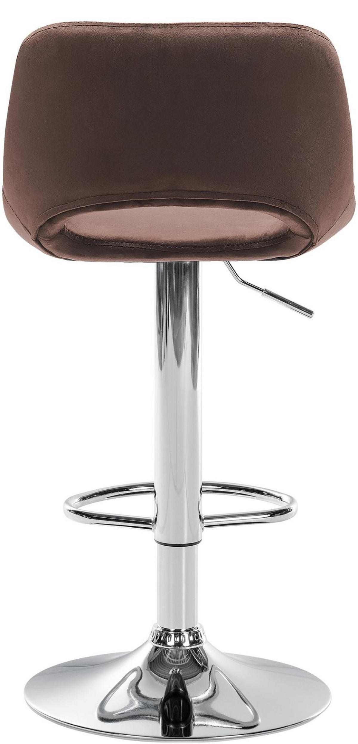 BARHOCKER 2er Set Samt braun - Chromfarben/Braun, Textil/Metall (42/86/46cm) - CLP