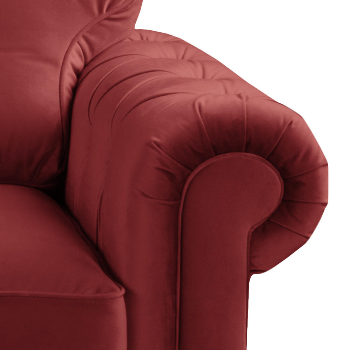ECKSOFA mit Longchair - Samt - Rot, Holz/Textil (302/166cm) - home24