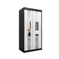 SCHWEBETÜRENSCHRANK 200/100/62 2-türig - Silberfarben/Schwarz, Holz/Kunststoff (100/200/62cm) - Abiks Möbel