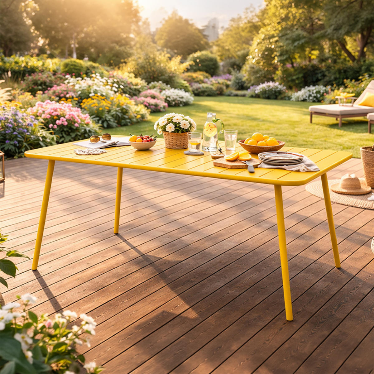 GARTENTISCH Bergame Gelb für 6 Personen - Gelb, Metall - Concept Usine