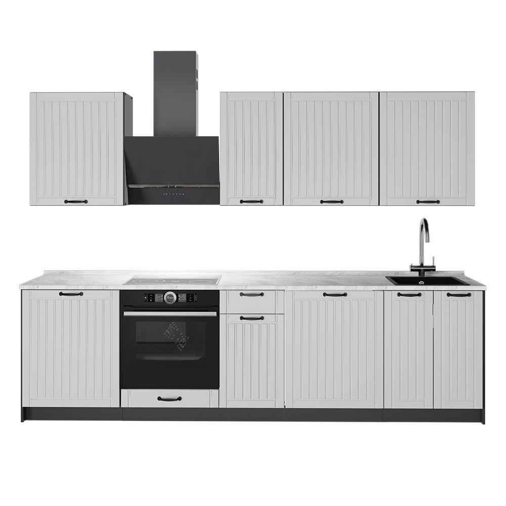 KÖK Fame-Line, Vitt hus på landet/antracit, 280 cm AP Marble - Vit/Antracit, Träbaserade material (280/206.8/60cm) - Vicco