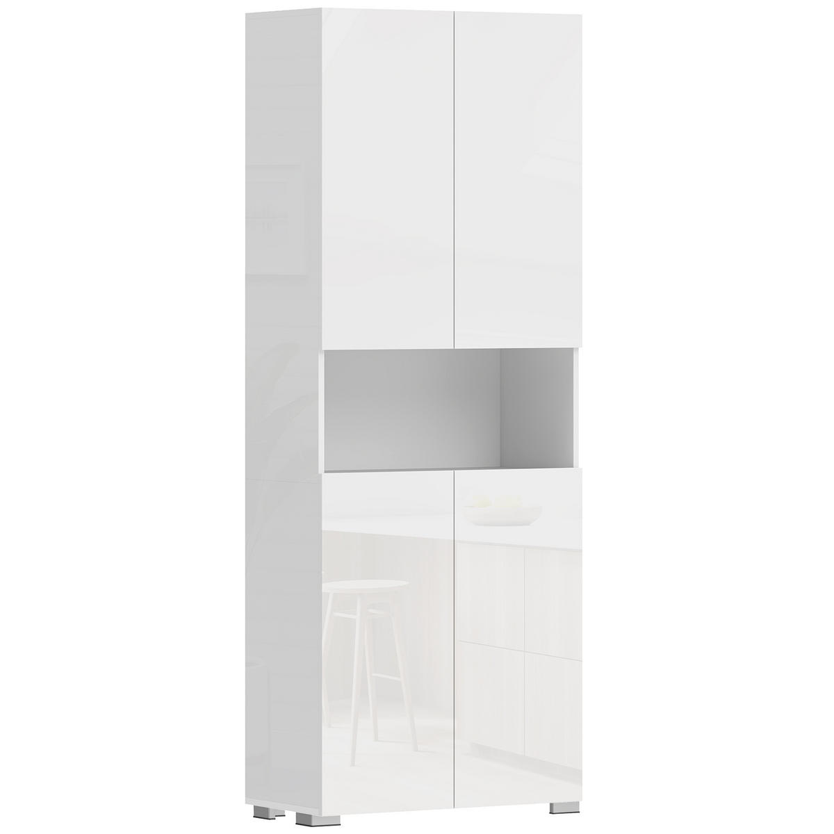 HIGHBOARD DE-11310 4 Soft-Close Türen Weiß Hochglanz - Weiß, Holzwerkstoff (34/180/68cm) - ComfortXL