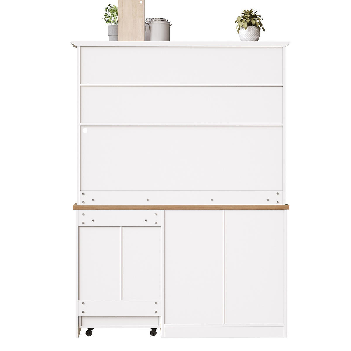 BUFFET DE-38449 140/38/180 cm mit LED-Beleuchtung und Rollwagen Weiß - Weiß, Holzwerkstoff (140/180/38cm) - ComfortXL