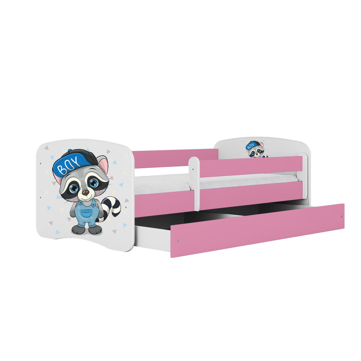 KINDERBETT Waschbär mit Schublade 140/70 80/61/144 - Rosa, Holzwerkstoff (70/140cm) - RAUMHIRSCH FURNITURE