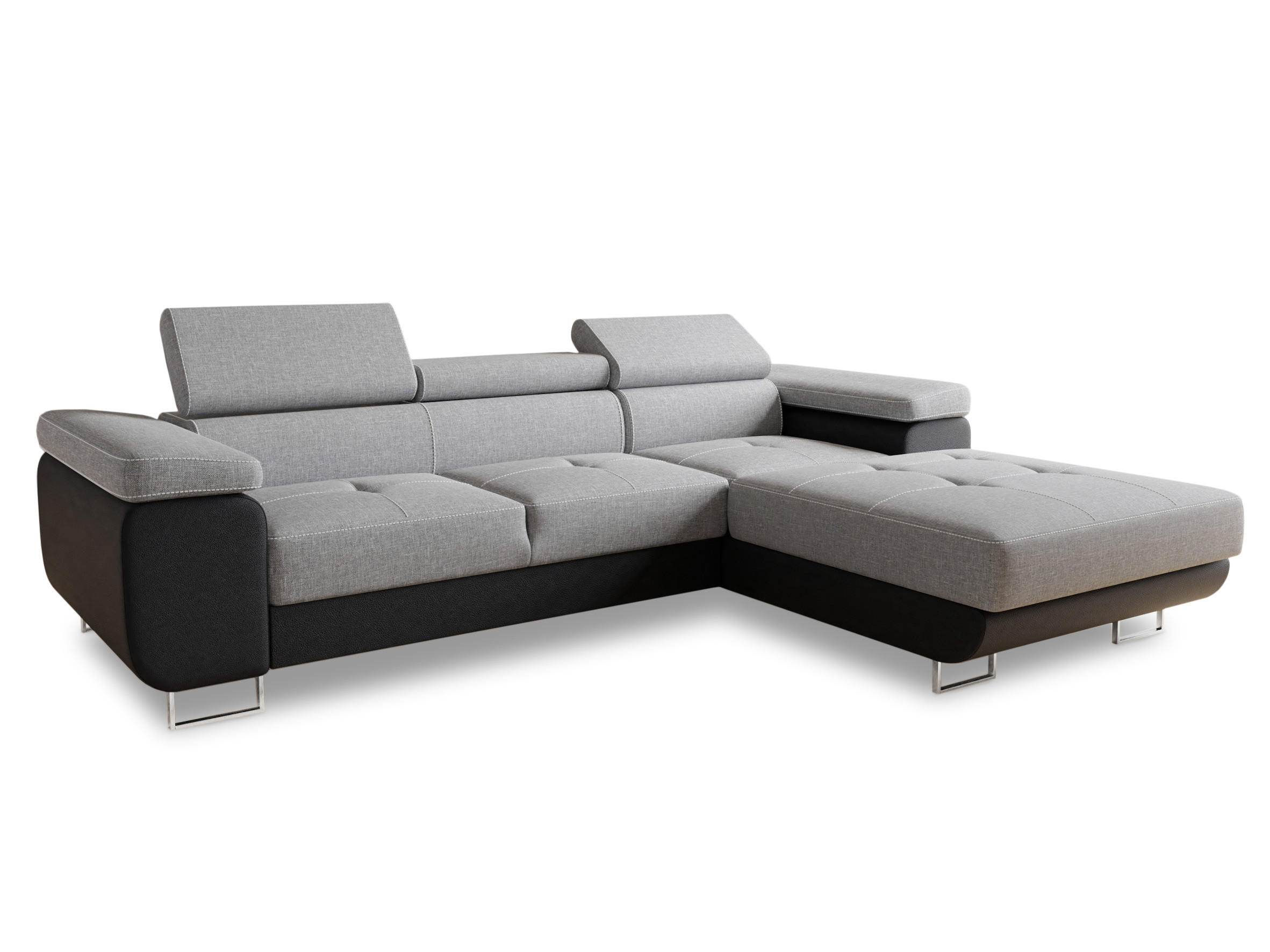 ECKSOFA Divo, Seite: Rechts - Hellgrau/Schwarz, Holz/Textil (282/204cm) - Sofnet