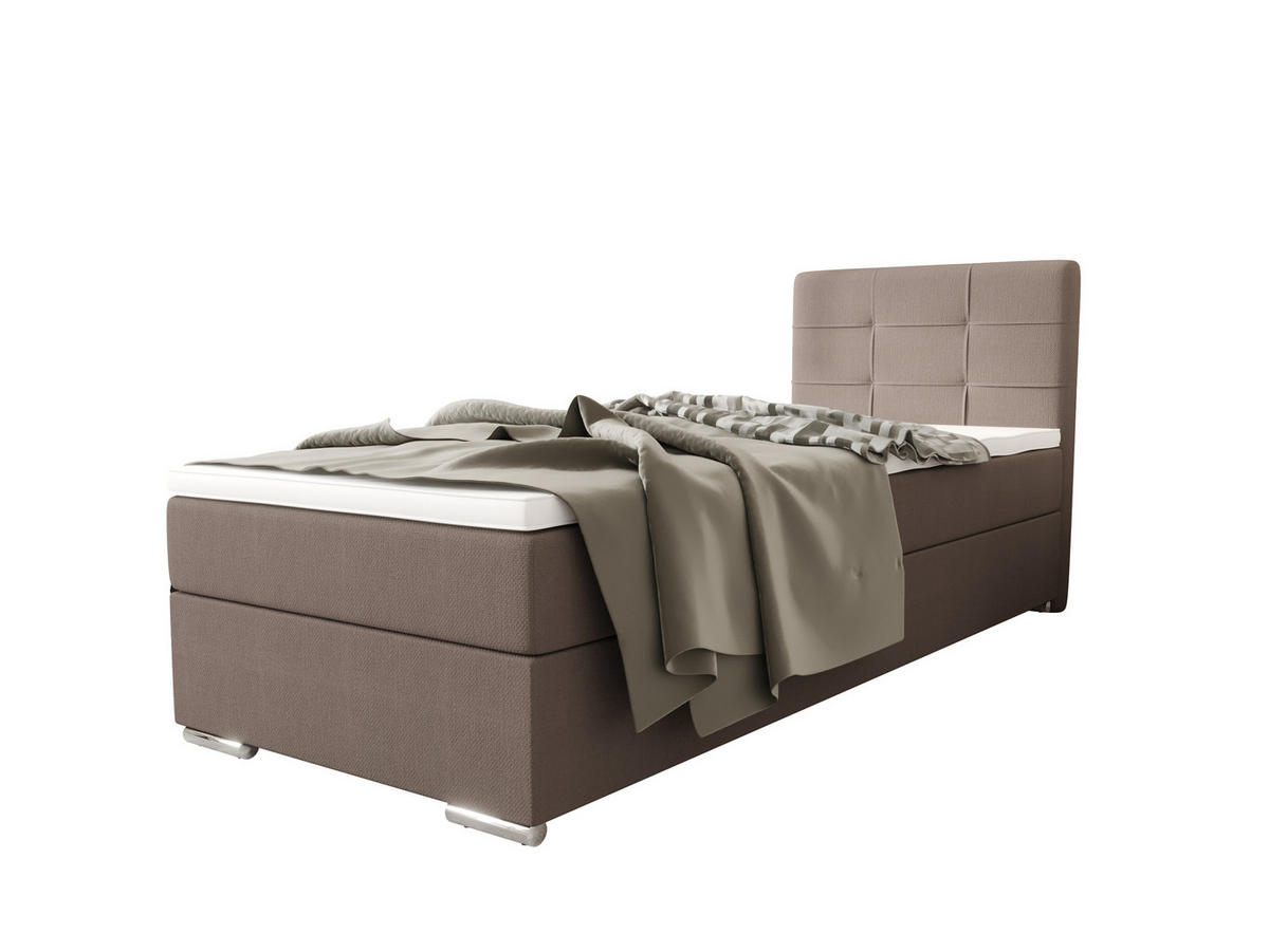 BOXBETT ZILANO 1 mit Matratze H3 und Topper 90x200 Cosmic 808 - Braun, Holz/Textil (90/200cm) - Bedante