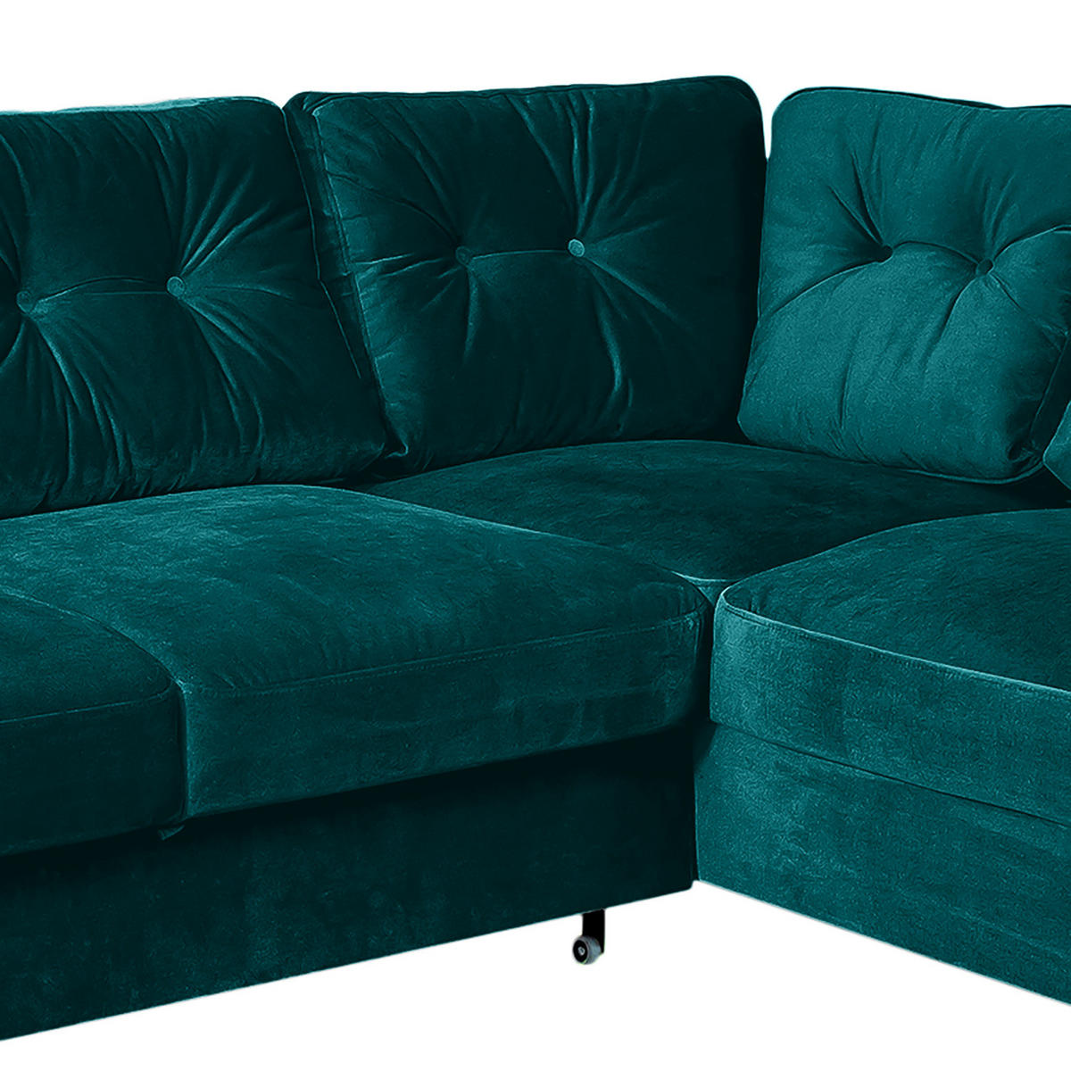 WOHNLANDSCHAFT mit Longchair - Petrol/Schwarz, Buchenholz/Textil (297/90/200cm) - home24