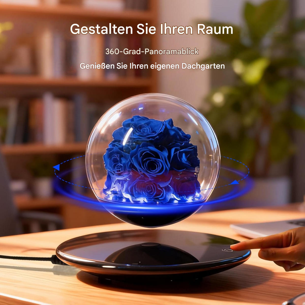 TISCHLEUCHTE Magnet Schwebend Rose LED - Pastellblau, Glas (28/28/25cm) - Weltevree