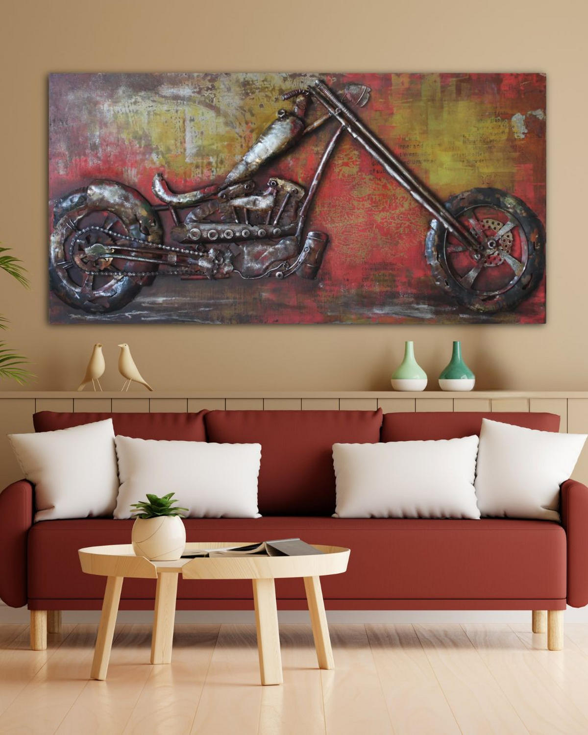 METALLBILD Rot 120/60 cm - Rot, Metall (7.5/60cm) - KUNSTLOFT