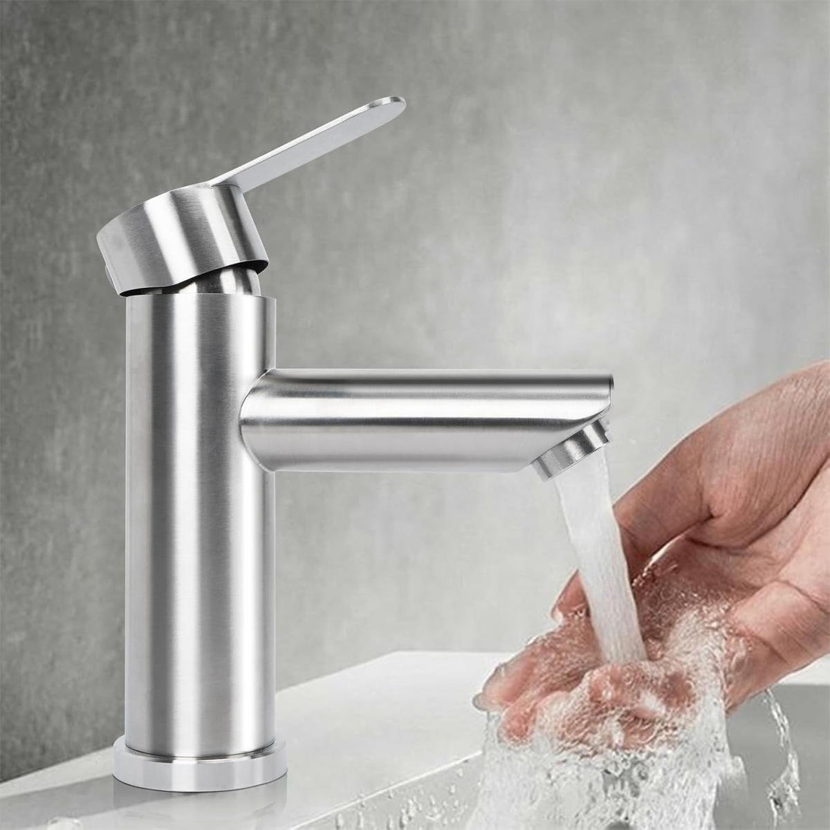 BADEZIMMERARMATUR mit zwei 60 cm langen Zulaufrohren, silber - Silberfarben, Metall (29/7/21cm) - Vallsero