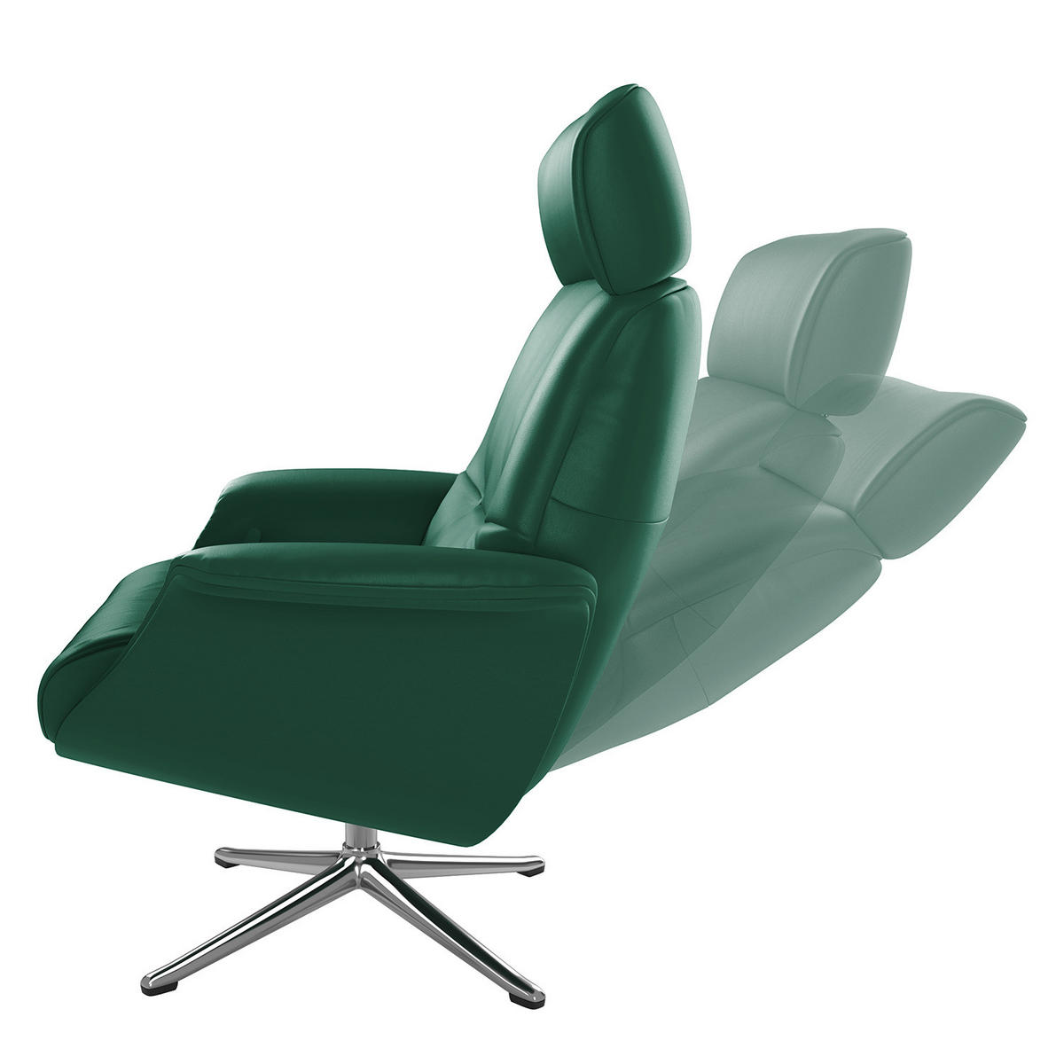 SESSEL - manuell verstellbar - Chromfarben/Dunkelgrün, Leder/Metall (83/110/88cm) - home24