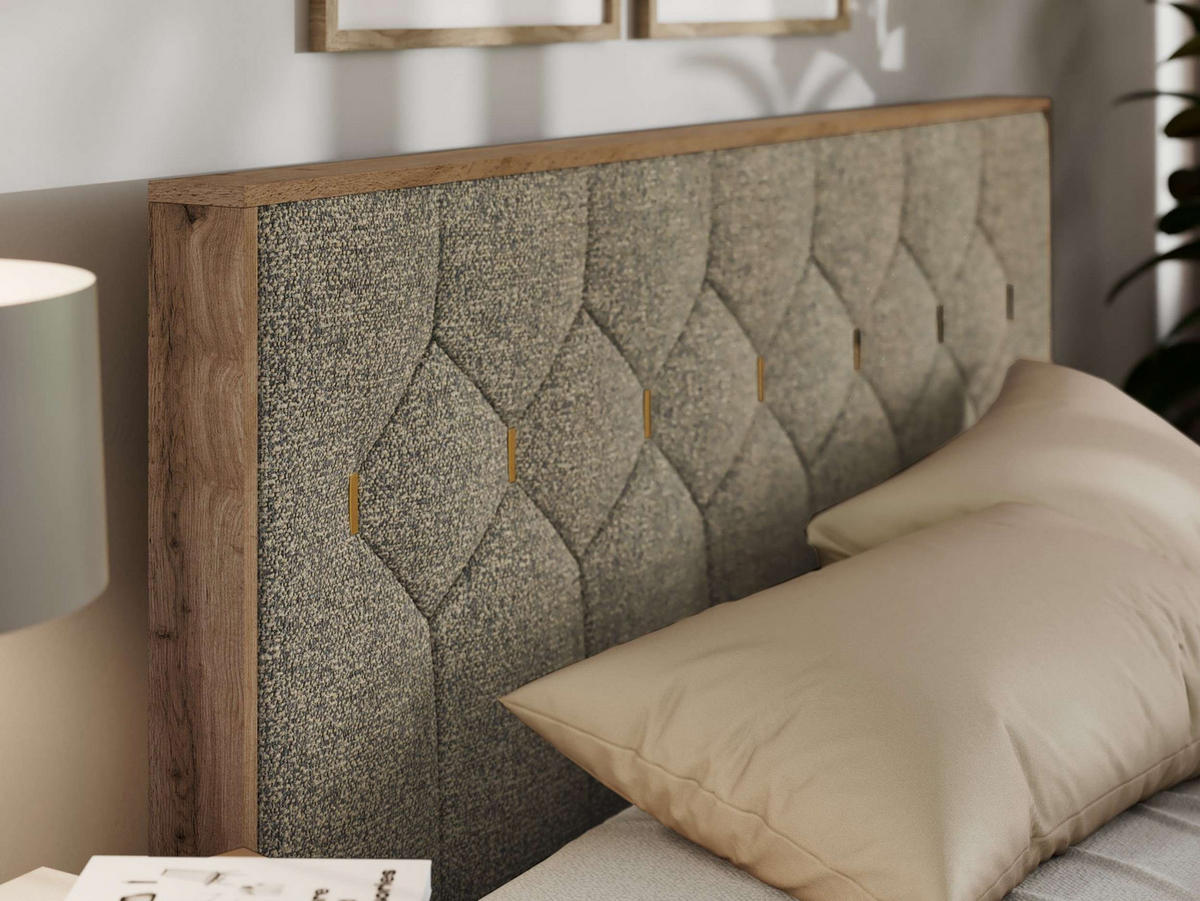 POLSTERBETT LARINO CLASSIC 160/200 - Grau Strukture - ohne Matratze - Grau, Textil (160/200cm) - MKS