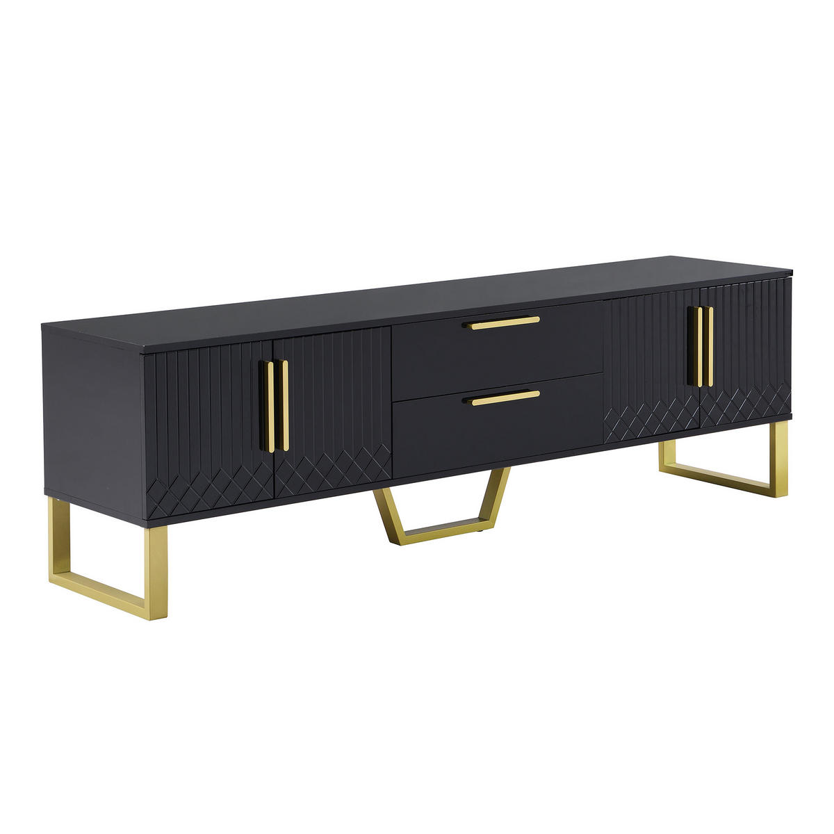 TV-SCHRANK 170 cm in Schwarz Hochglanz & Gold - Schwarz, Holzwerkstoff (170/53.5/40cm) - Urban Meuble